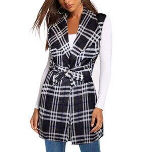 Hybrid & Company Black and White Plaid Vest